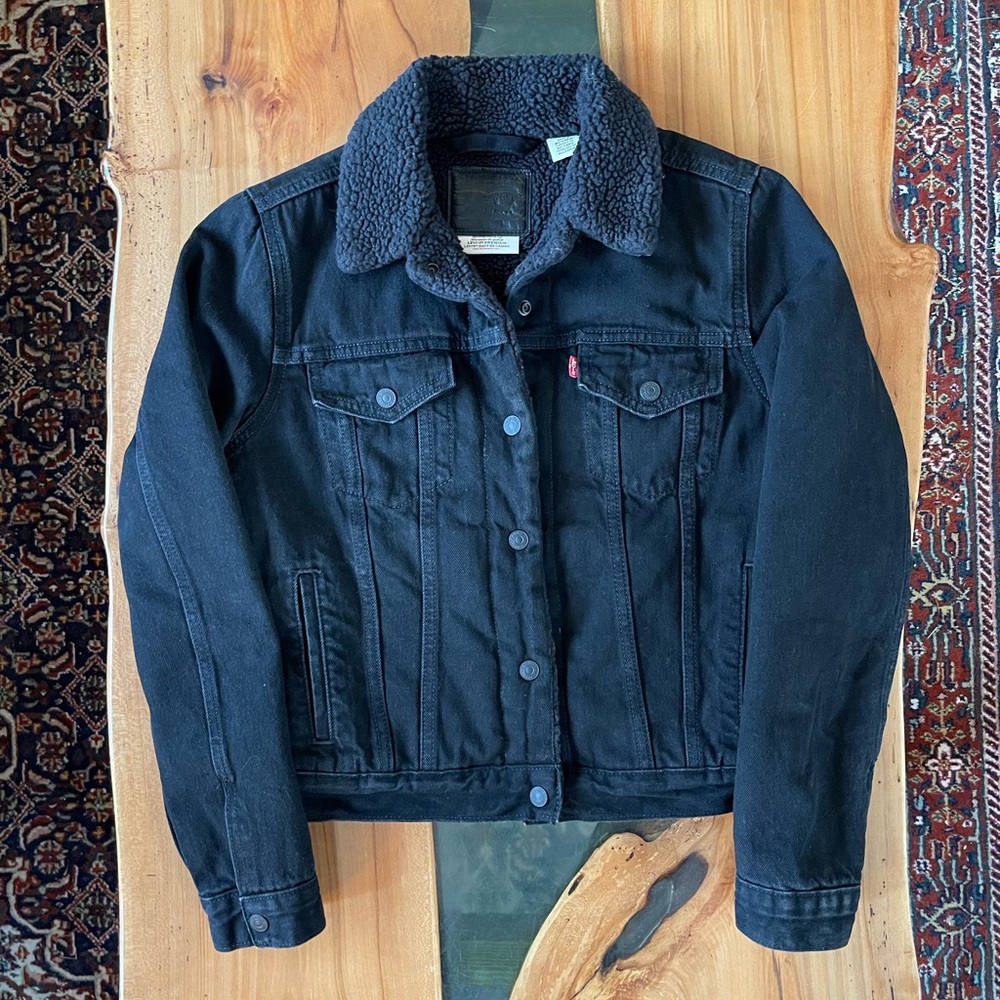 Levi's® Premium black sherpa trucker jacket